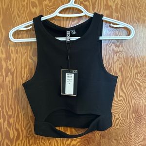 “Pieces” Black Cropped Tank